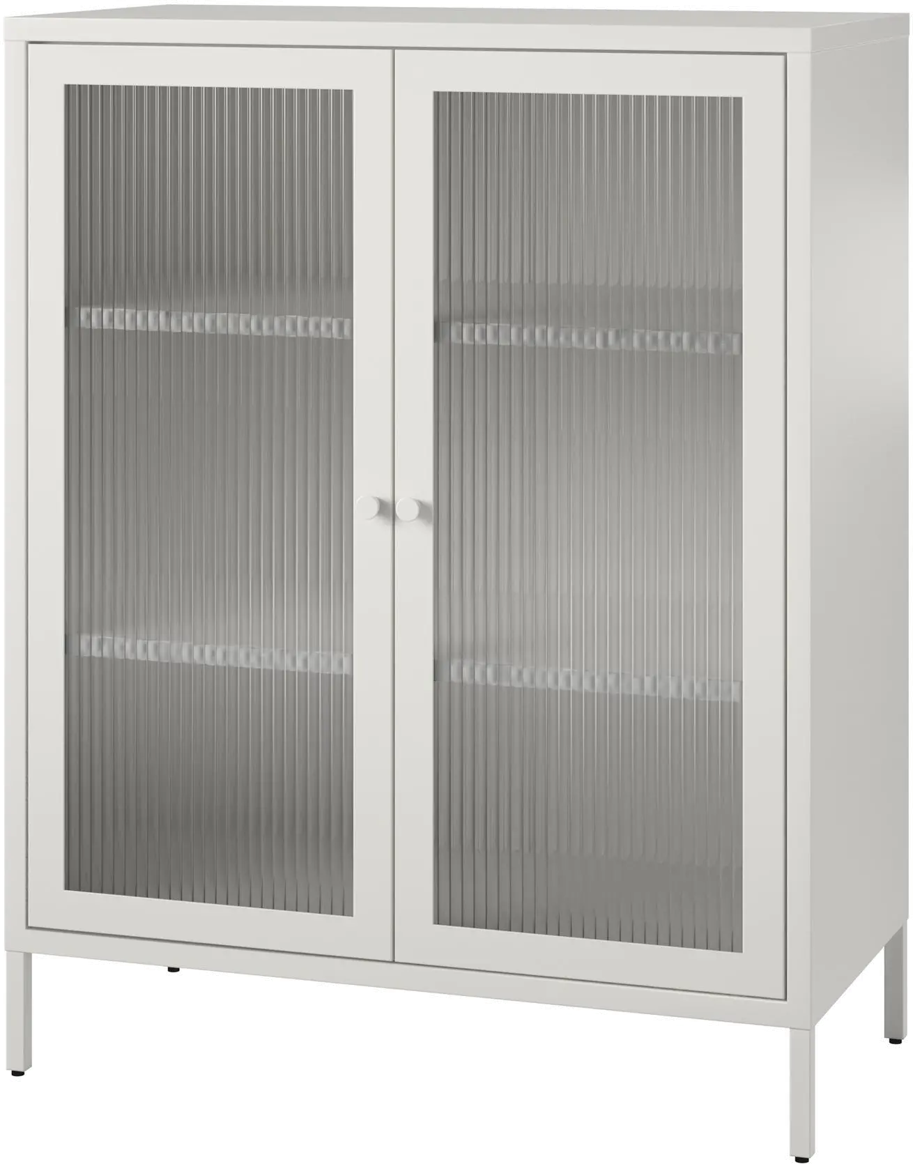 Ashbury White 40H Accent Cabinet with Fluted Glass Doors