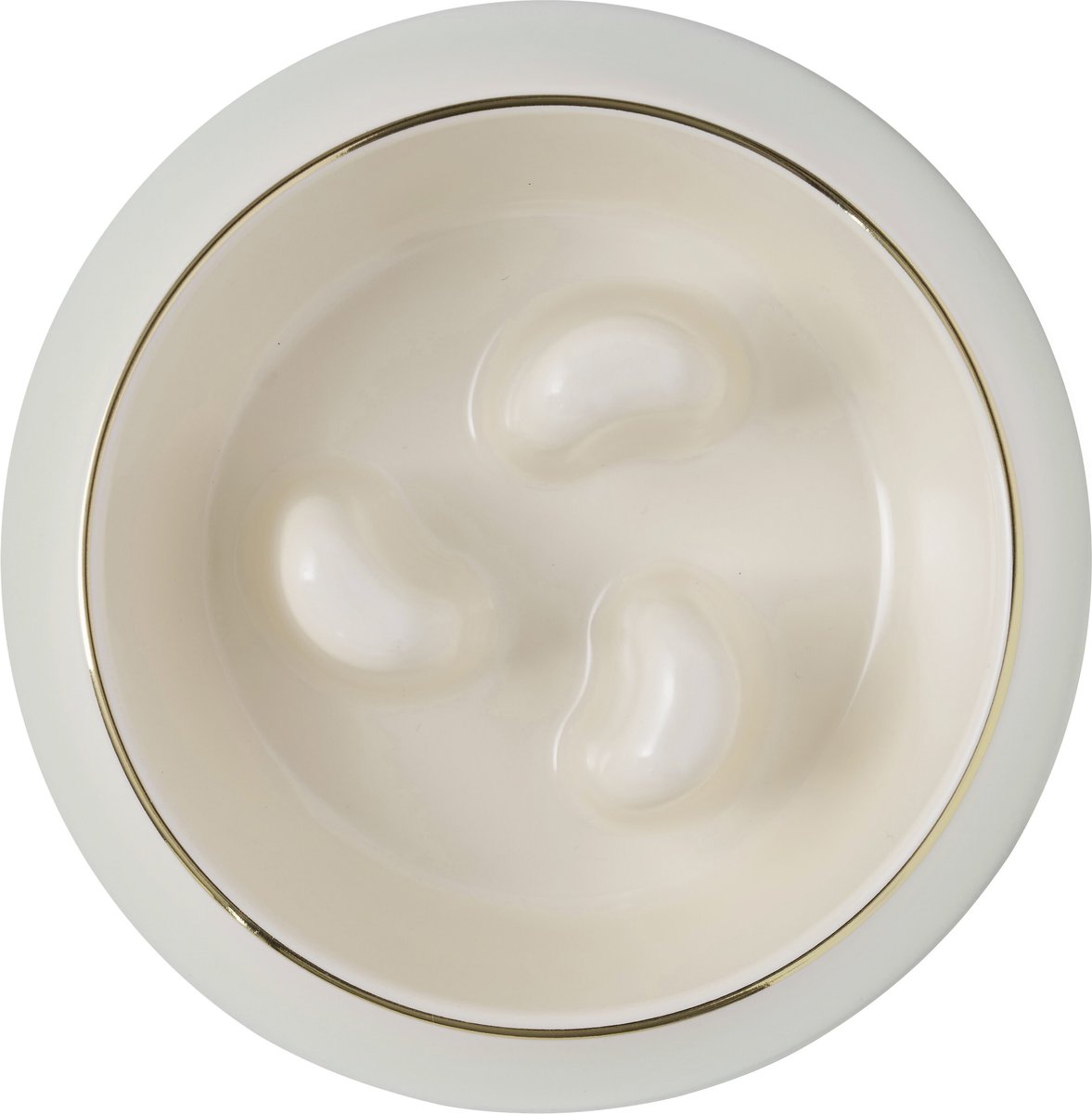 Frisco Melamine Slow Feed Dog and Cat Bowl with Gold Trim， Cream