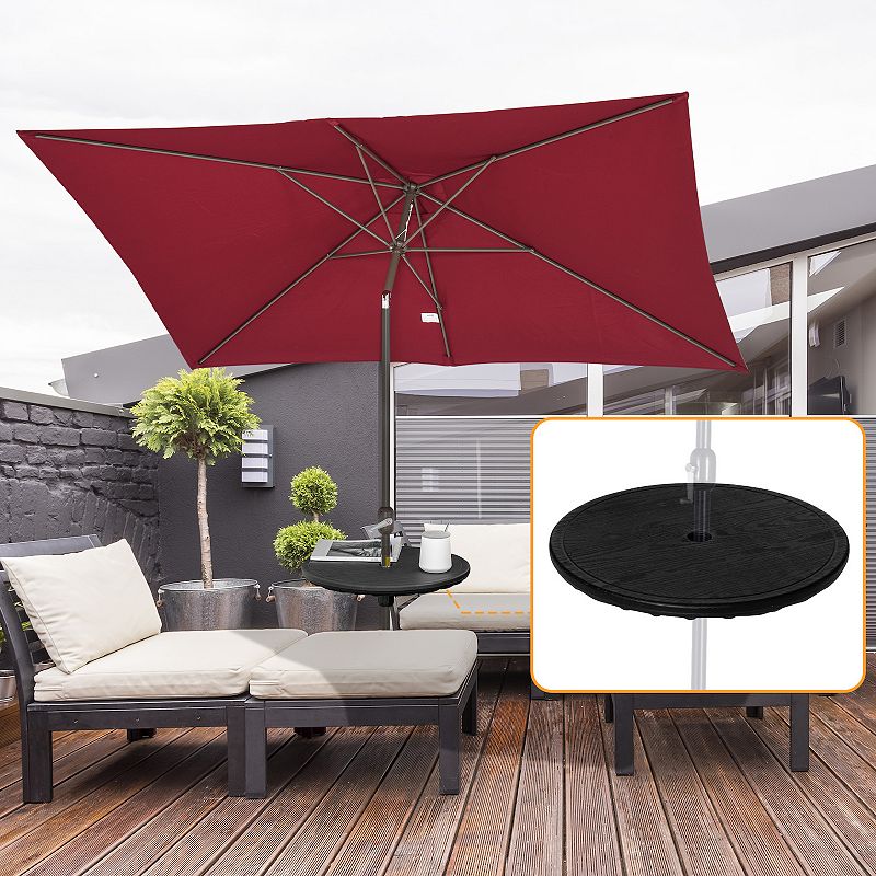 Outsunny 20 Umbrella Table Tray Portable Round Table Top for Beach， Patio， Garden， Swimming Pool， Deck， Black