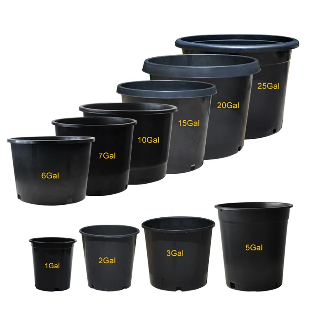 Swift Factory Supply Nursery 1/2/3/5/7/8/10/15/20/25 Gallon Plastic Pots for Gardening