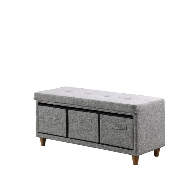 Tufted Bench With Basket Drawers Ore International