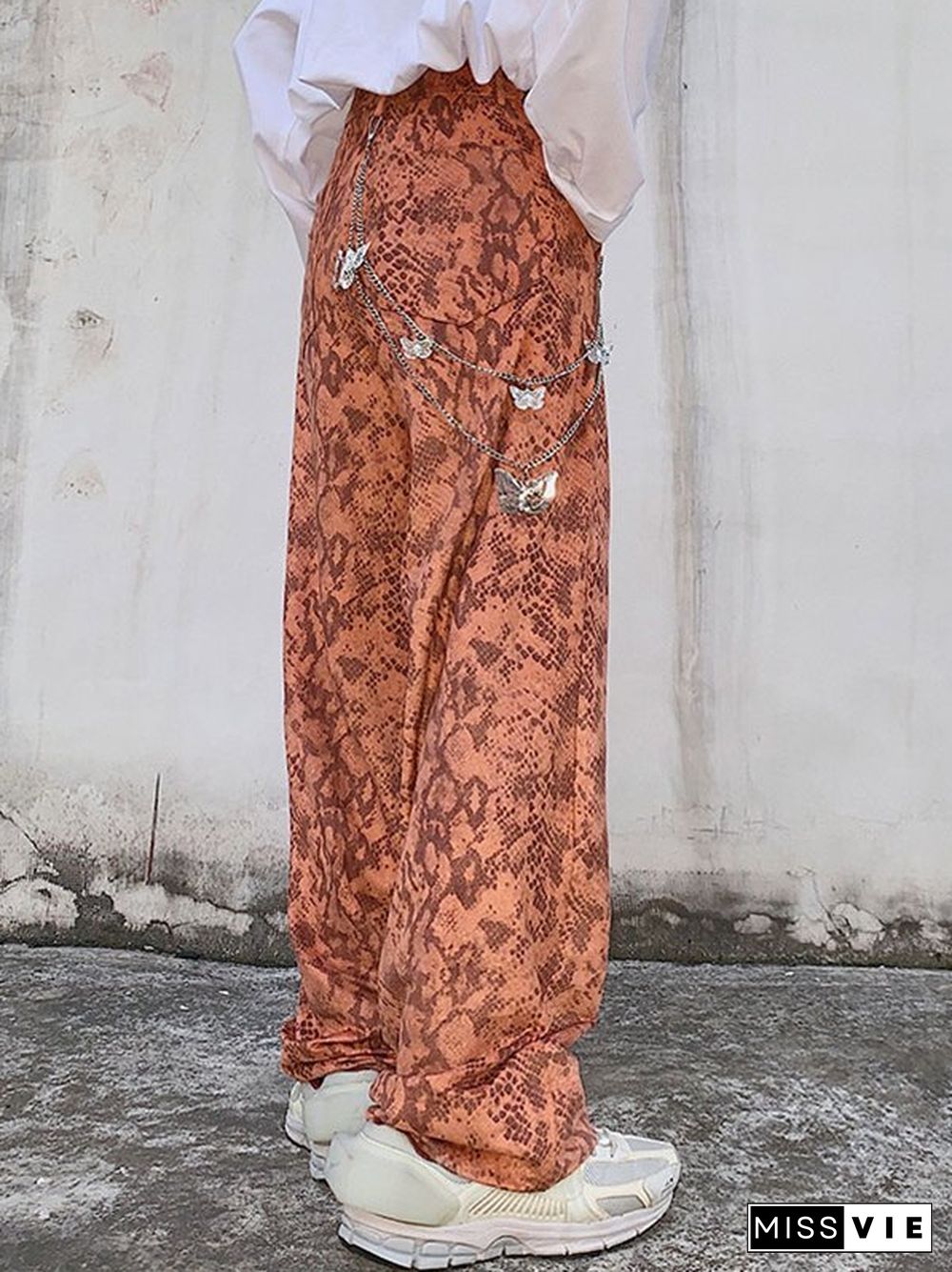 Snake Pattern Straight Leg Pants