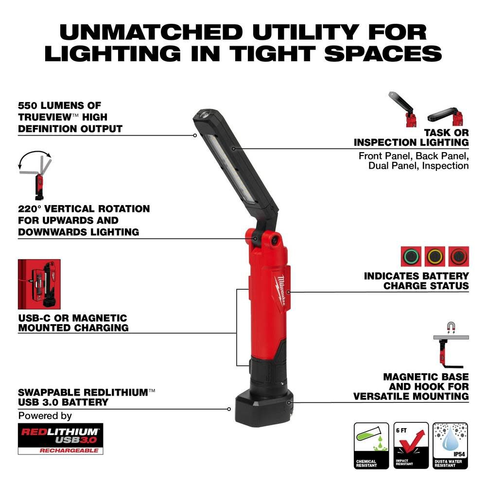 Milwaukee REDLITHIUM USB Stick Light with Magnet and Charging Dock 2128-22 from Milwaukee