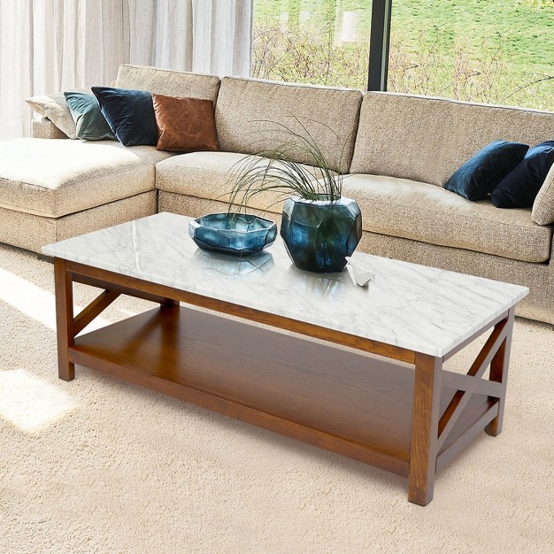 Rectangular Italian Carrara White Marble Coffee Table