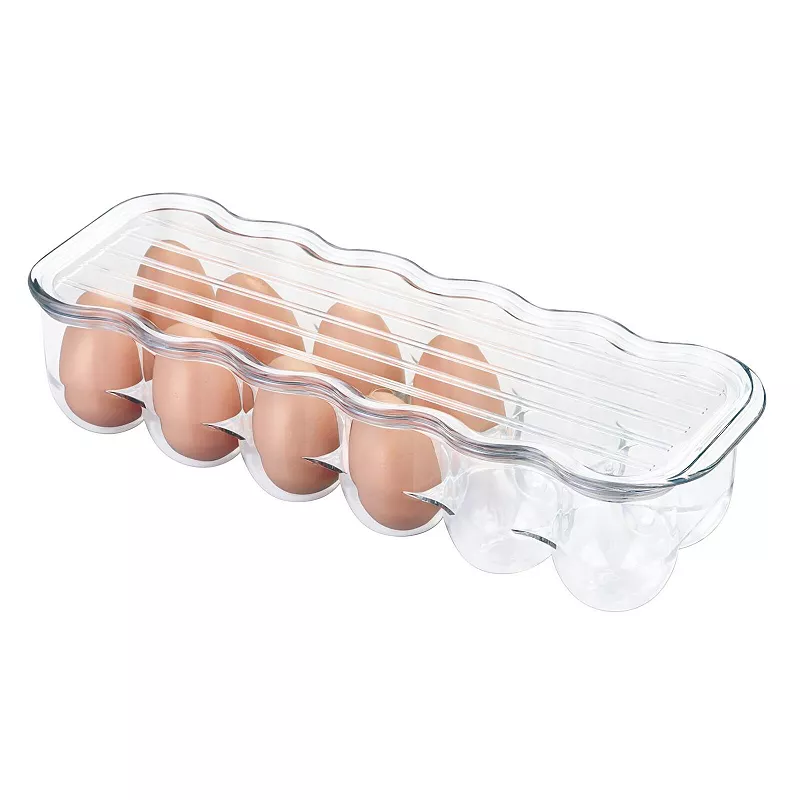 mDesign Plastic Egg Storage Tray Holder for Refrigerator， 12 Eggs