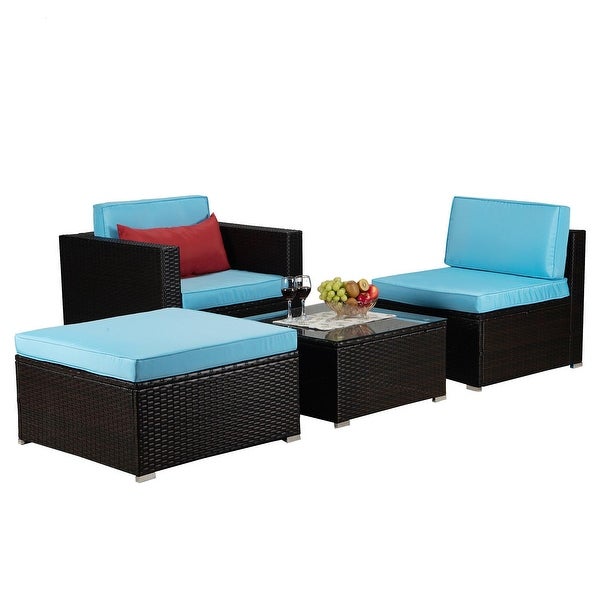 4-Piece Rattan Wicker Sectional Sofa Sets - Overstock - 37177097