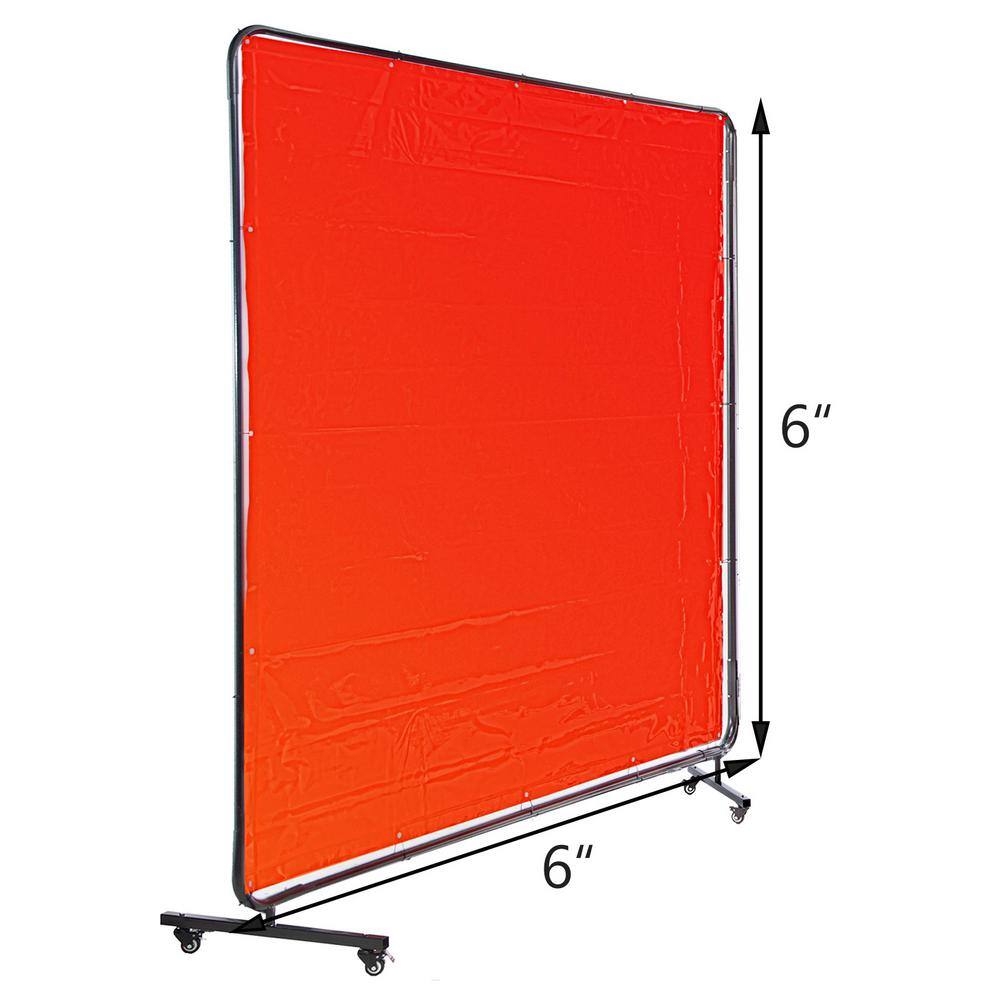 VEVOR Welding Screen 6 ft. x 6 ft. 3 Panel Welding Curtain Flame Retardant with Frame and Wheels adjustable Size Red GBRDSMHJL66YC0001V0