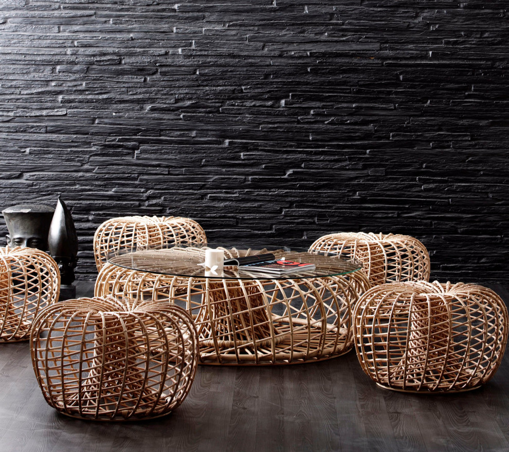 Cane Line Nest Footstool Large Indoor  7321Ru   Tropical   Footstools And Ottomans   by Kolibri Decor  Houzz