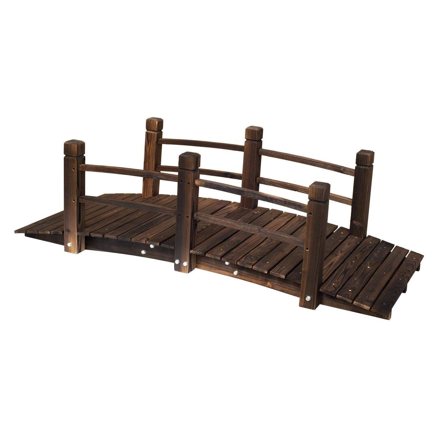 Outsunny 5 ft Wooden Garden Bridge Arc Stained Finish Footbridge