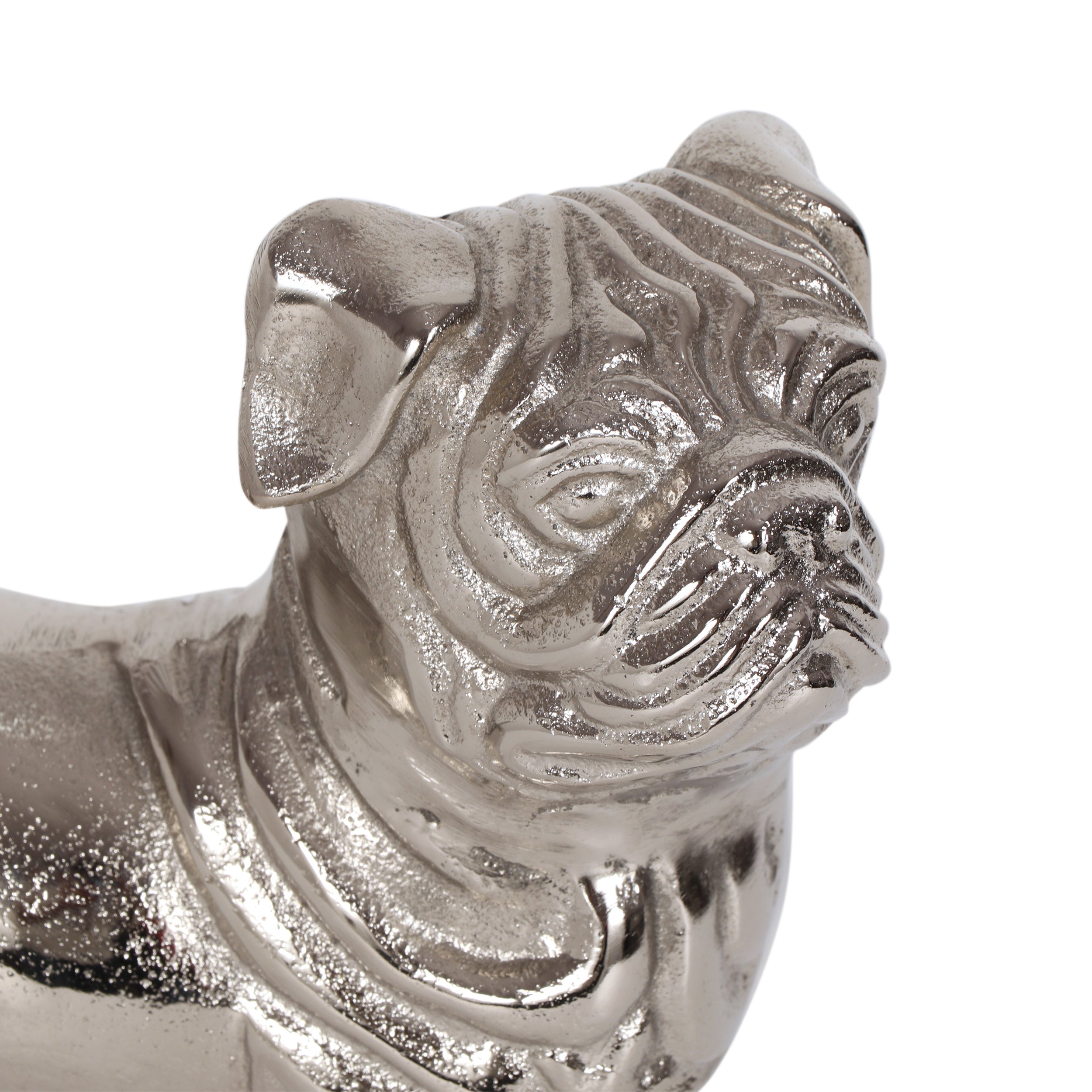 Jabe Handmade Aluminum Pug Decor, Raw Nickel