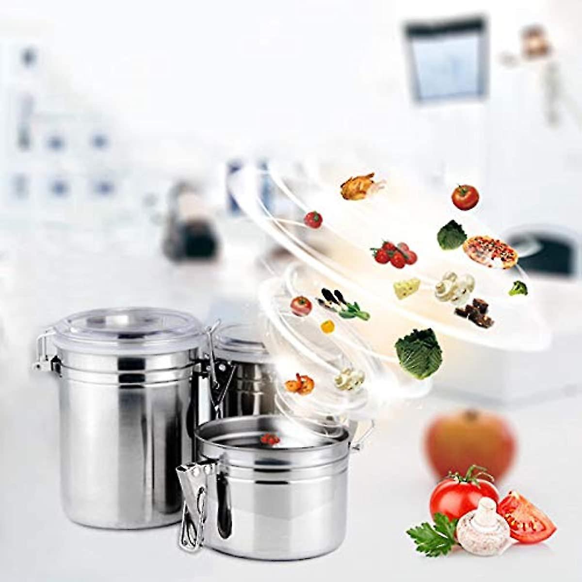 Moonship Kitchen Jar Stainless Steel Food Storage Container - Airtight Storage Container Candy Jar For Whole Grains  Beans  Legumes  Rice  Dried Fruit