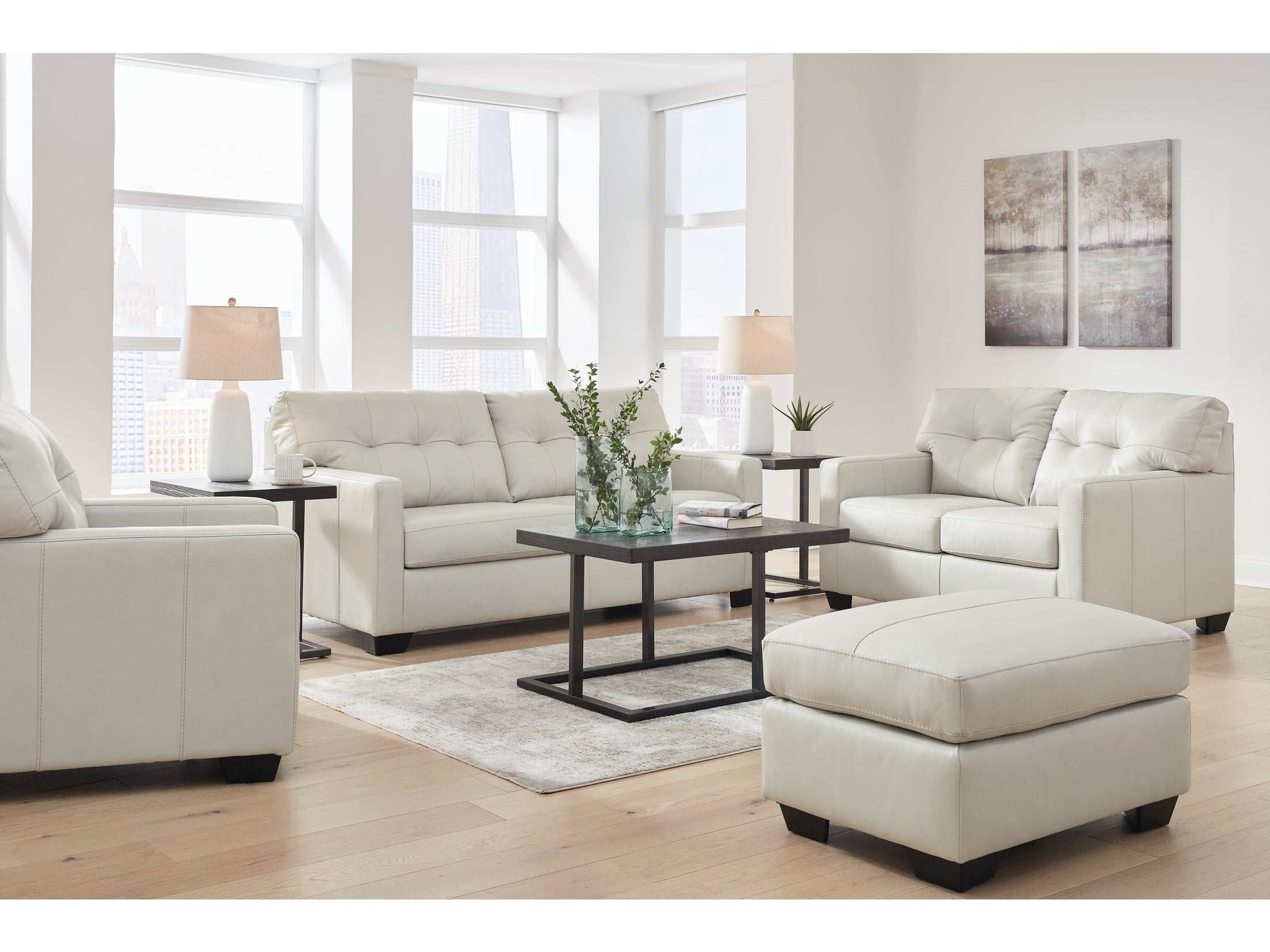 (Online Special Price) Belziani Coconut Sofa, Loveseat, Oversized Chair and Ottoman