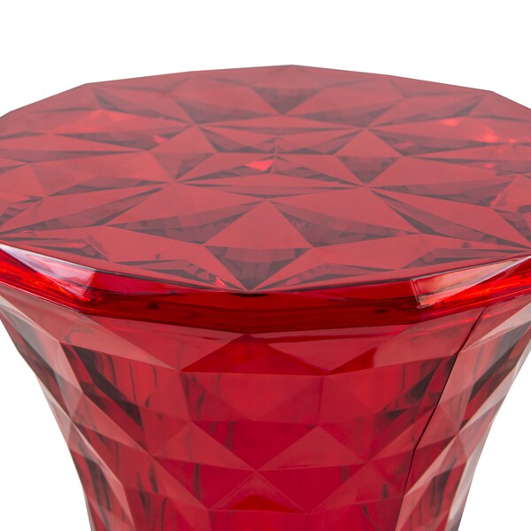 LeisureMod Clio Modern Side Accent Table Transparent Red Stool