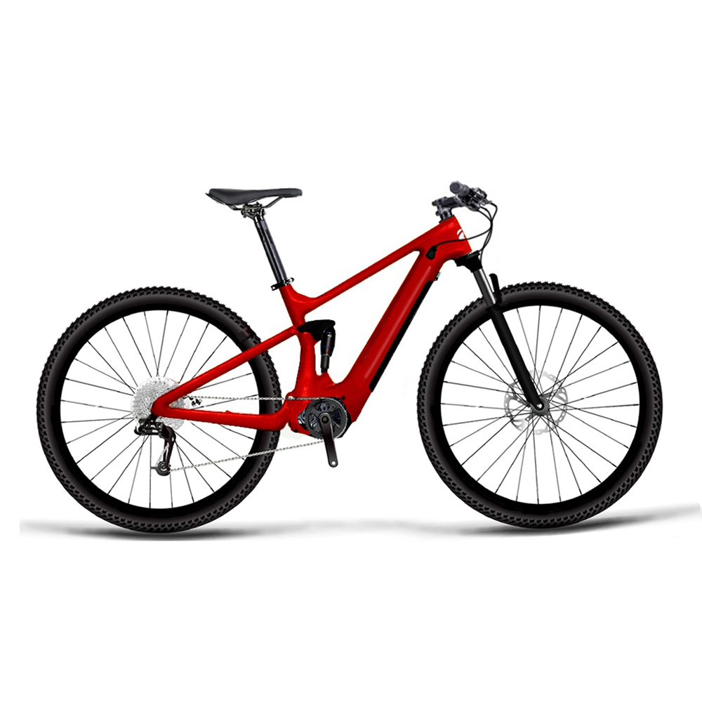 Carbon fiber 12 speed 500W bafang mid drive full suspension electric mountain bike