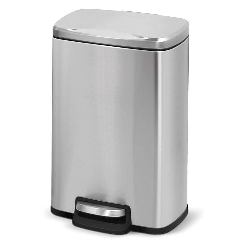 1.3 Gal./5 Liter Rectangular Stainless Steel Step-on Trash Can for Bathroom and Office