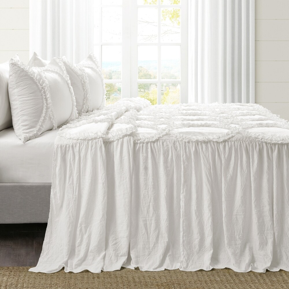 The Gray Barn Peony Grove Ruffled Embroidery 3 piece Bedspread Set