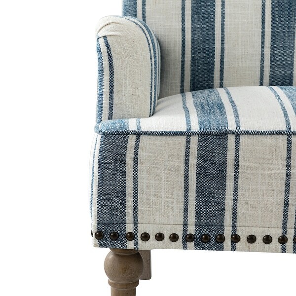 Geltrude Classic Upholstered Striped Armchair With Nailhead Trim Set of 2 by HULALA HOME