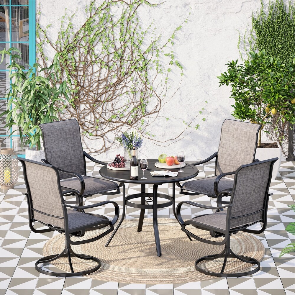 5 piece Patio Dining Set   4 Patio Swivel Dining Chairs  1 Round 37.8\