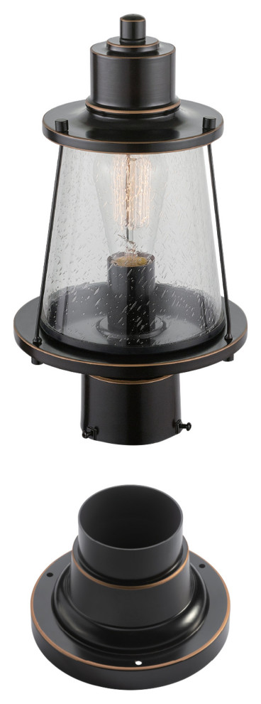 Charlie 1 Light Oil Rubbed Bronze Outdoor Lamp Post Light  Seeded Glass Shade   Post Lights   by Buildcom  Houzz