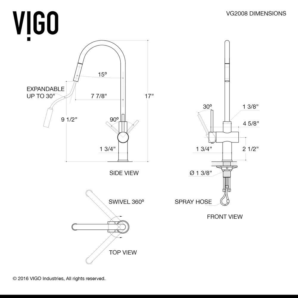 VIGO Gramercy Single Handle Pull-Down Spout Kitchen Faucet Set with Soap Dispenser in Matte Black VG02008MBK2