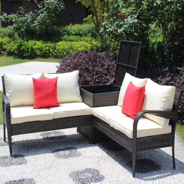 Modern 3 Piece Wicker Rattan Sectional Set