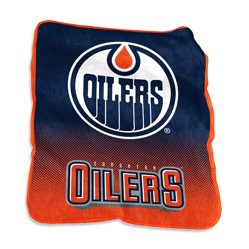 Logo Brands Edmonton Oilers Raschel Throw Blanket