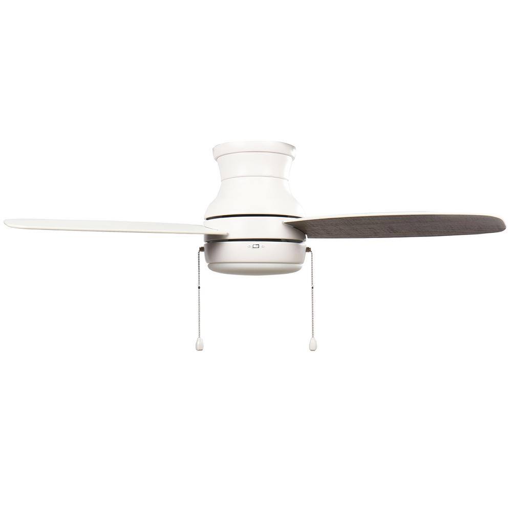 Hampton Bay Ashby Park 44 in. White Color Changing Integrated LED Matte White Indoor Ceiling Fan with Light and 3 Reversible Blades 59248