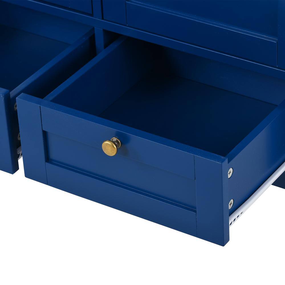 Tileon 44.9 in. W x 14.8 in. W x 31.1 in. H in Blue MDF Ready to Assemble Kitchen Cabinet with Solid Wood Legs AYBSZHD570