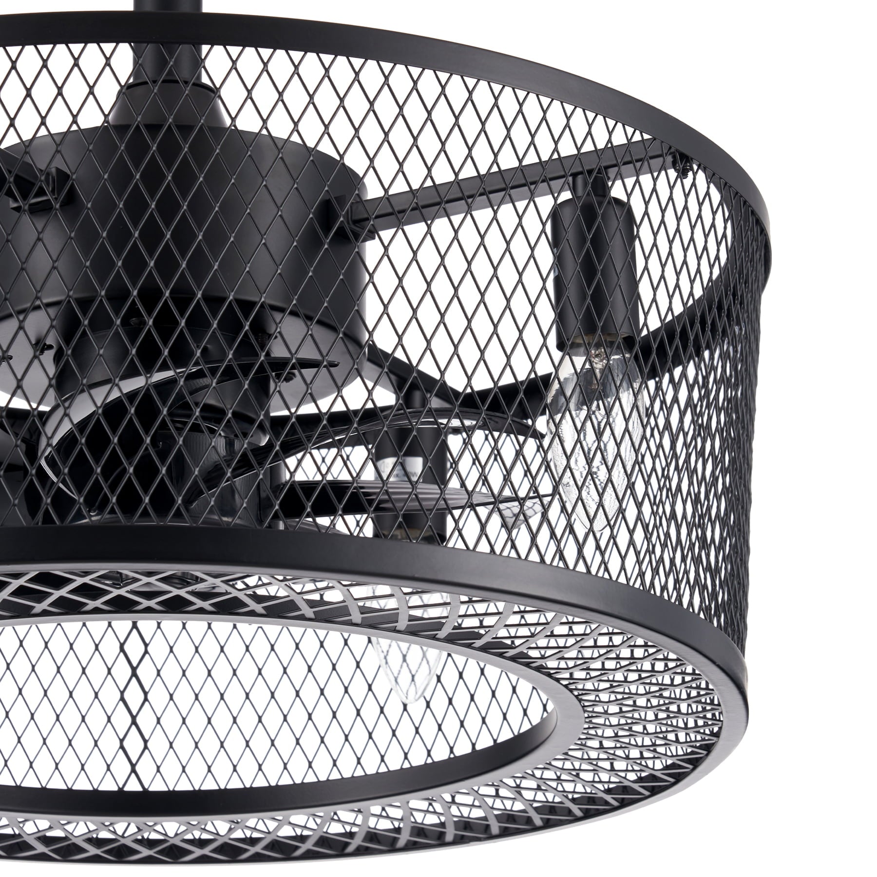 Bestco Fandelier Ceiling Fan with Lights Enclosed Blades Mesh Cage Shade Timer 3 Speeds