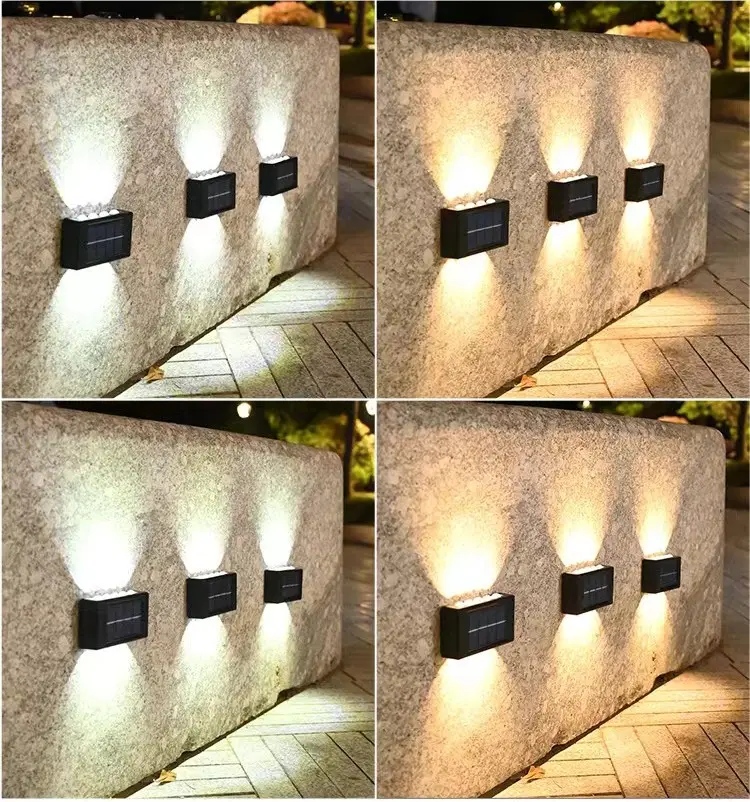 8 LED white Outdoor waterproof LED Solar Power Garden Yard Lamp wall light