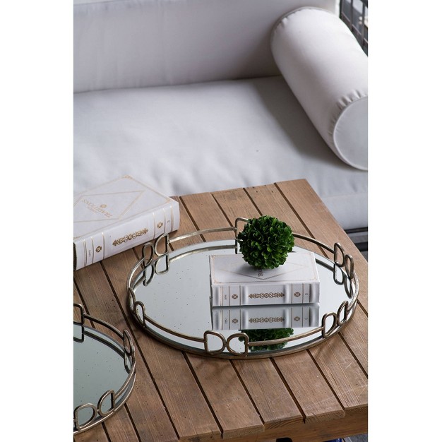 Round Decorative Tray With Mirrored Finish