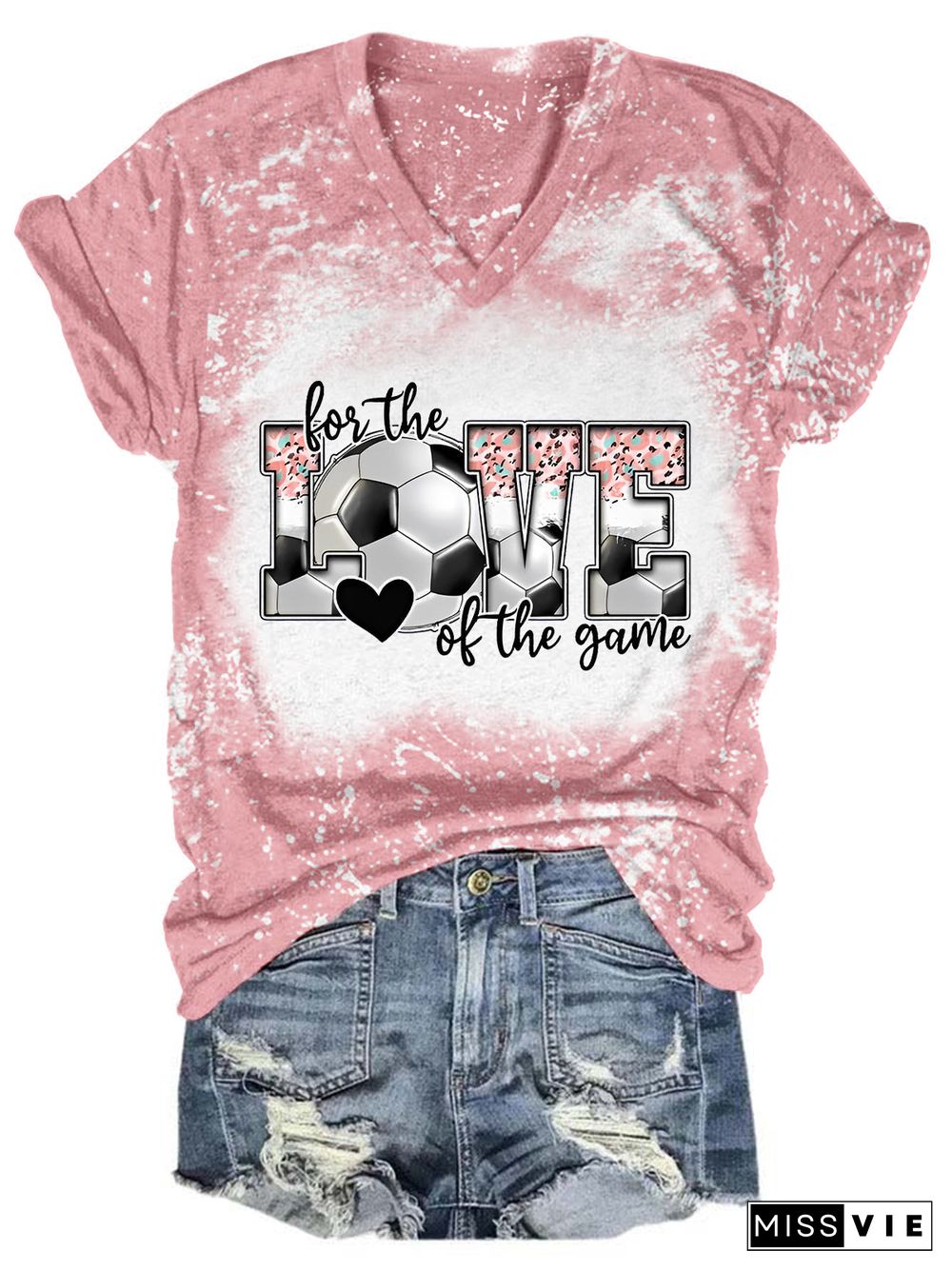 LOVE Soccer Tie Dye V Neck T-shirt