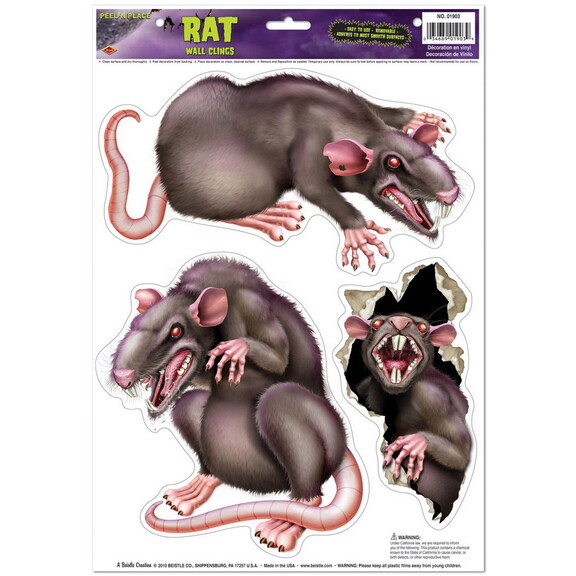 Beistle 01903 Rats Peel 'N Place  12 x 17 Sh