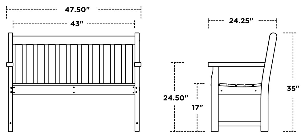 Polywood Traditional Garden 48 quotBench   Contemporary   Outdoor Benches   by POLYWOOD  Houzz