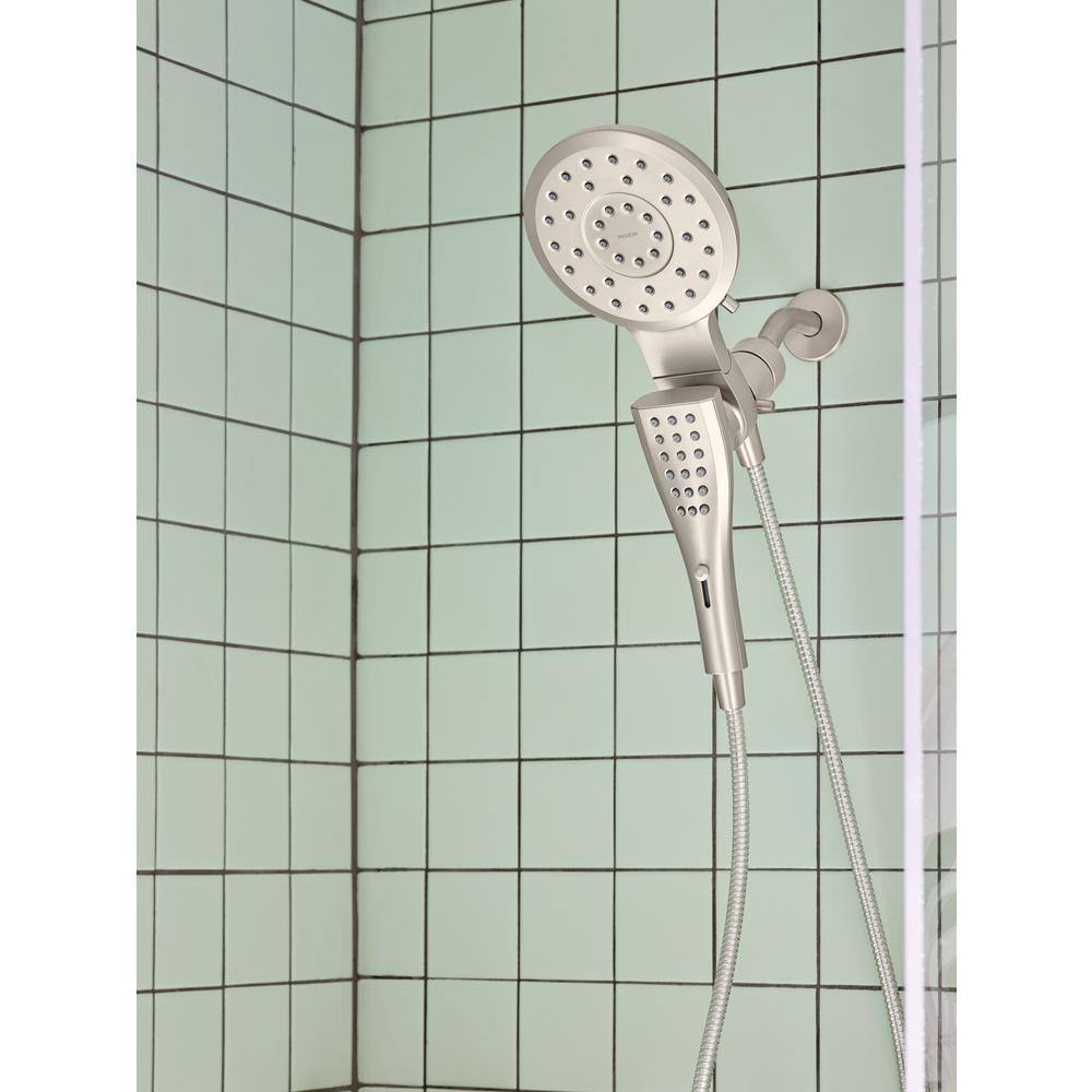 MOEN Verso 8-Spray Patterns with 1.75 GPM 7 in. Wall Mount Dual Shower Heads with Infiniti Dial in Spot Resist Brushed Nickel 220C2EPSRN