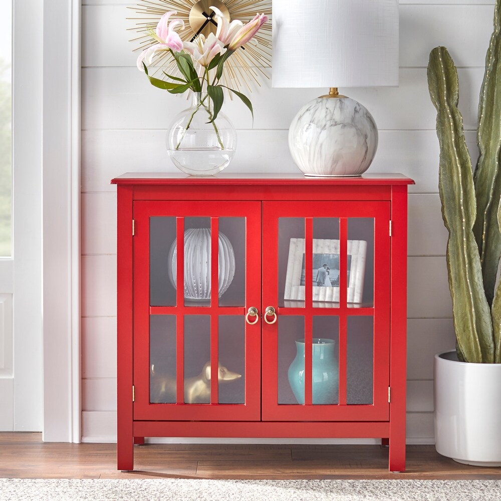 Simple Living Portland 2 Door Glass Cabinet