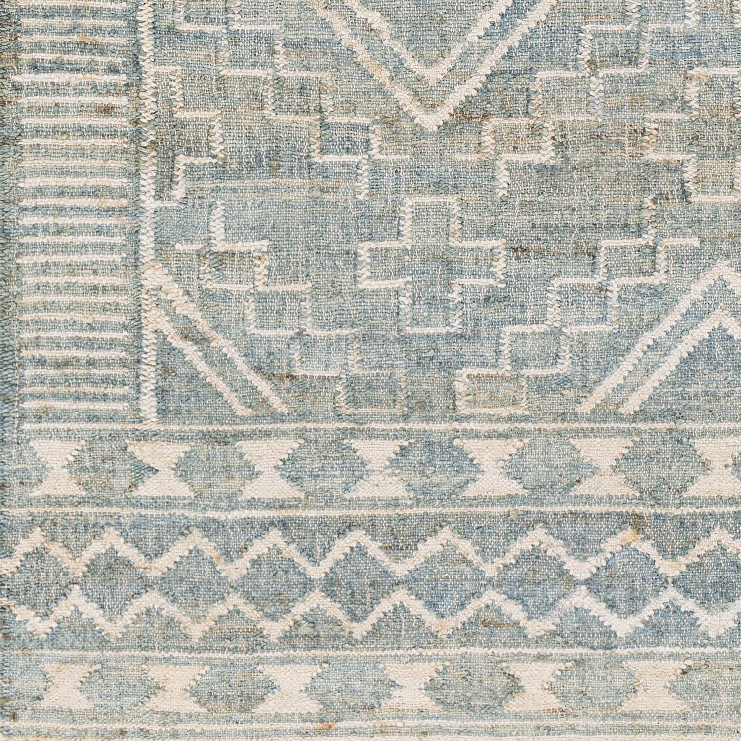 Cadence Hand Woven Rug in Sage, Cream, Camel, Ice Blue, Tan