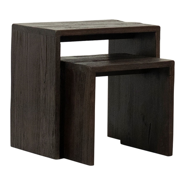 Evie Set of 2 Nesting Side Tables， Medium Brown