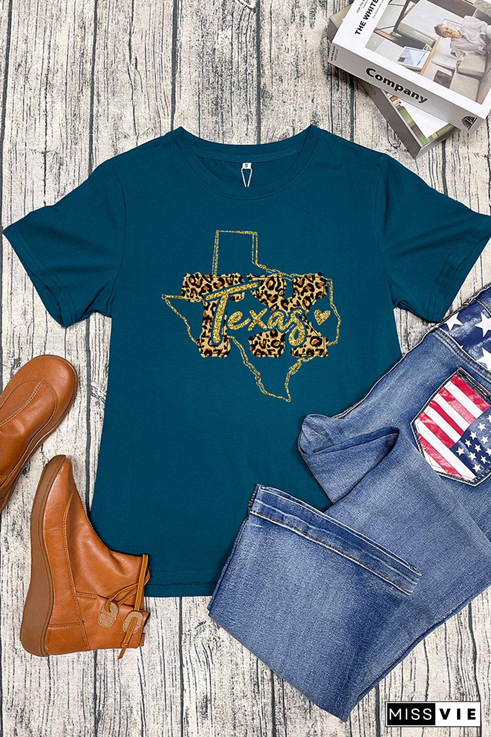 Texas Leopard Print Short Sleeve Graphic Tee Wholesale