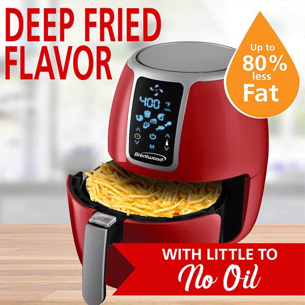 Brentwood Small 1400Watt 4 qtRed Electric Digital Air Fryer with Temperature Control