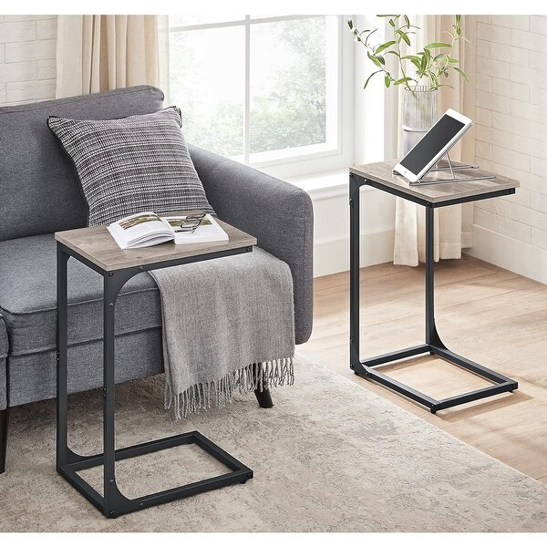 CShaped End Table，Small Side Table with Metal Frame for Living Room，Bedroom