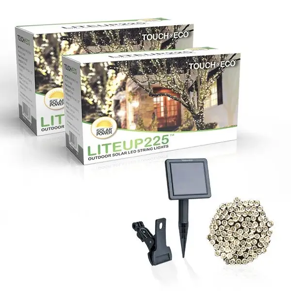 Solar Powered 225 LED String Light - 2 Pack, Multiple Color Options - 2 Pack