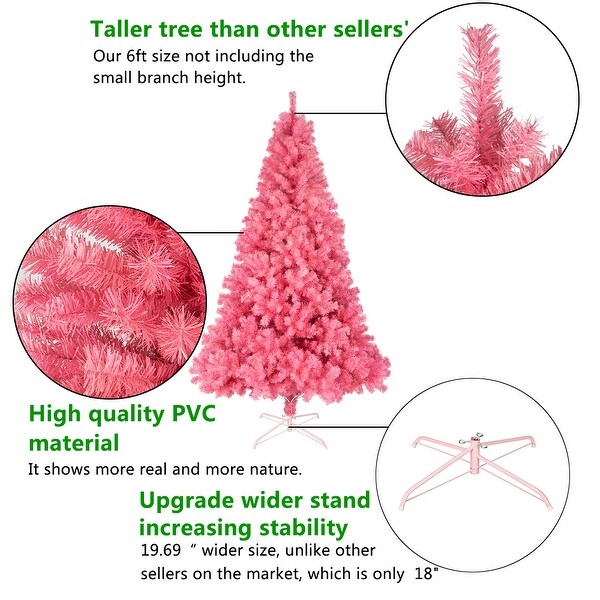 Beautiful 6ft 1600 Branches PVC Artificial Christmas Tree Pink / Black