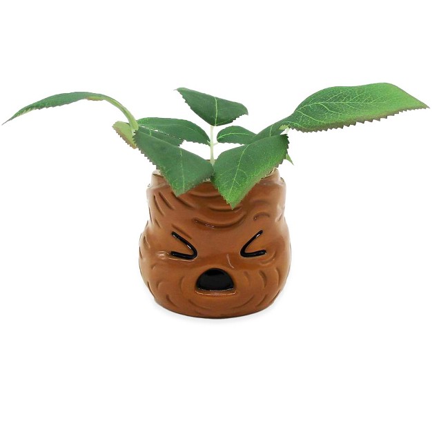 Easysfind Harry Potter Mandrake Face 6 inch Ceramic Planter With Artificial Succulent