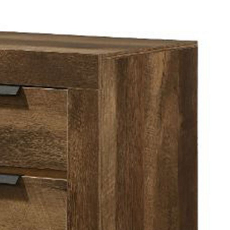 Nightstand with 2 Drawers and Plank Style， Rustic Oak Brown