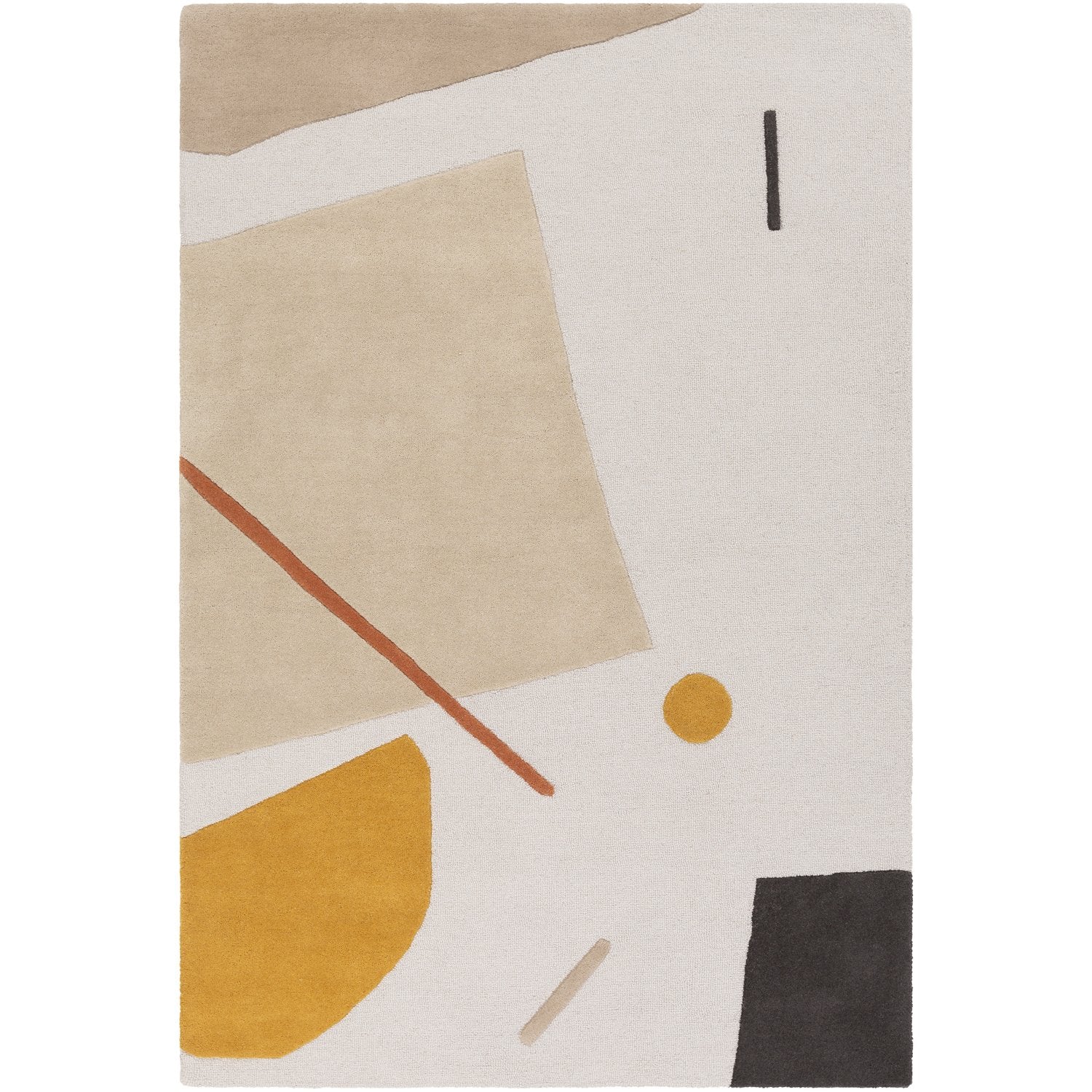 Emma Hand Tufted Rug in Burnt Orange, Mustard, Khaki, Black, Camel, Light Gray