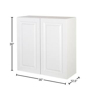 Hampton Bay Benton 30 in. W x 12.5 in. D x 30 in. H Assembled Wall Kitchen Cabinet in White BT3030W-WH