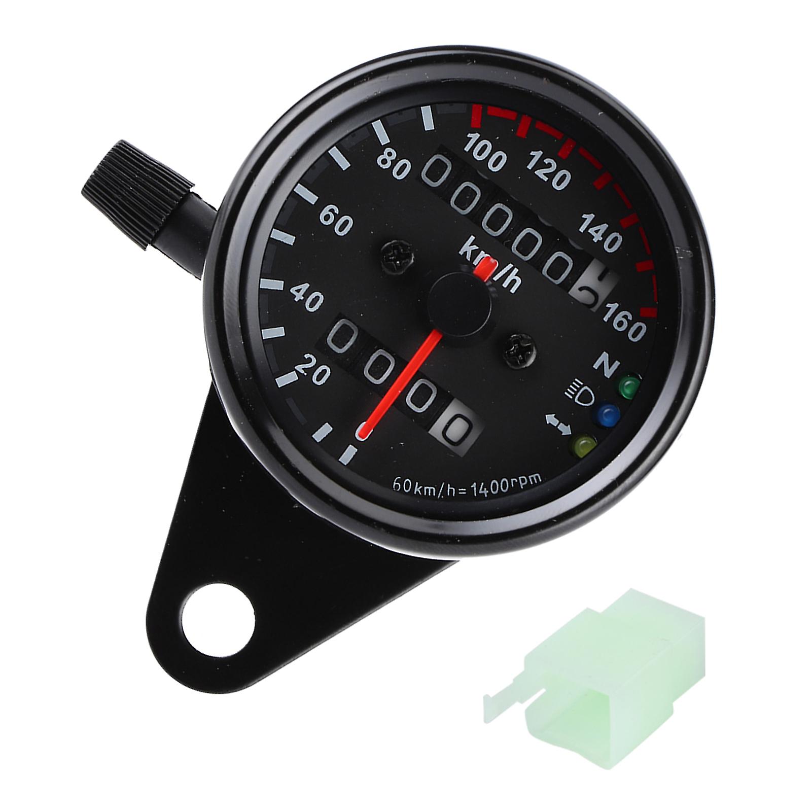 Universal Motorcycle Odometer Speedometer Dual Reading Signal Km/h Black