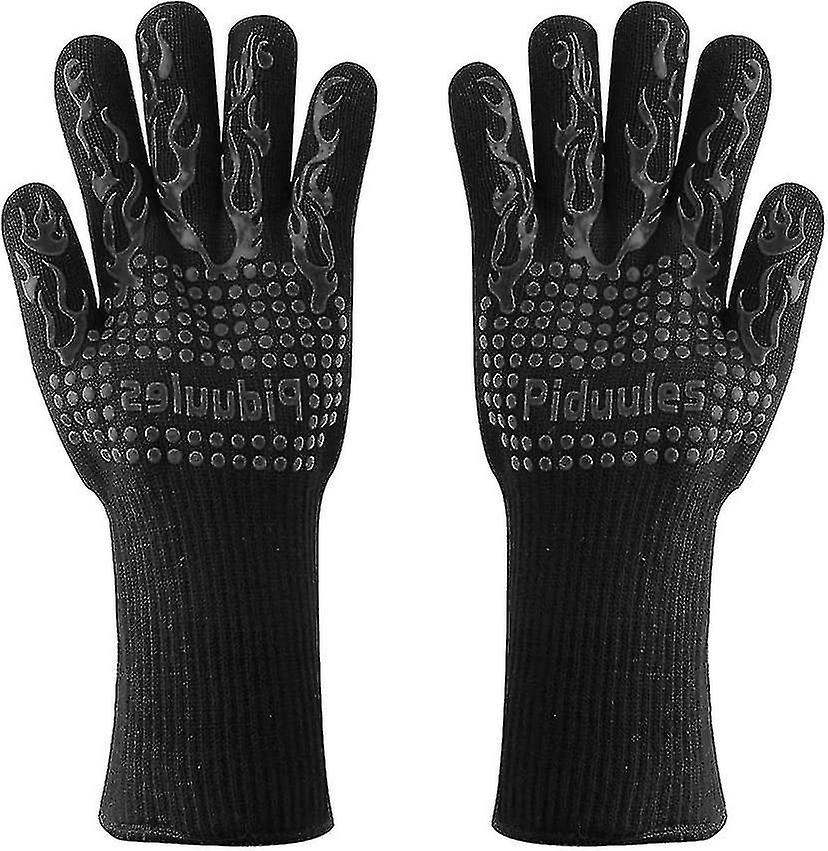 Bbq Tool 35cm Bbq Gloves， 1472f Heat Resistant Non-slip Grill Mitt With Elastic Cuff For Frying， Bbq