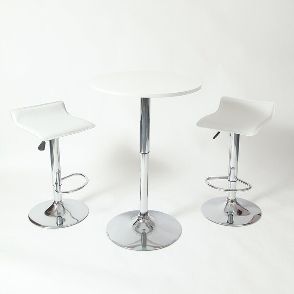 Set of 2 - Modern Chrome Air Lift Swivel Bar Stool with White Seat - 15